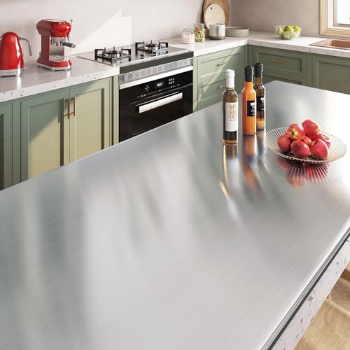 Livelynine 158x394 Heat Resistant Contact Paper for Countertops Waterproof Metallic Wallpaper Peel and Stick Counter Top Covers for Kitchen Appliances Dishwasher Refrigerator Freezer Dryer Wrap - Image 3