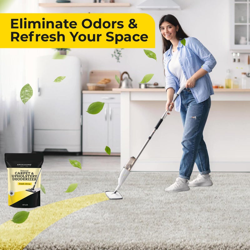 Aromasong Natural Carpet Deodorizer - Bulk 3 LB Bag - Fresh Citrus Scent Upholstery & Carpet Freshener Powder for Homes with Pets & Children - Pet Odor Eliminator for Carpet. - Image 2