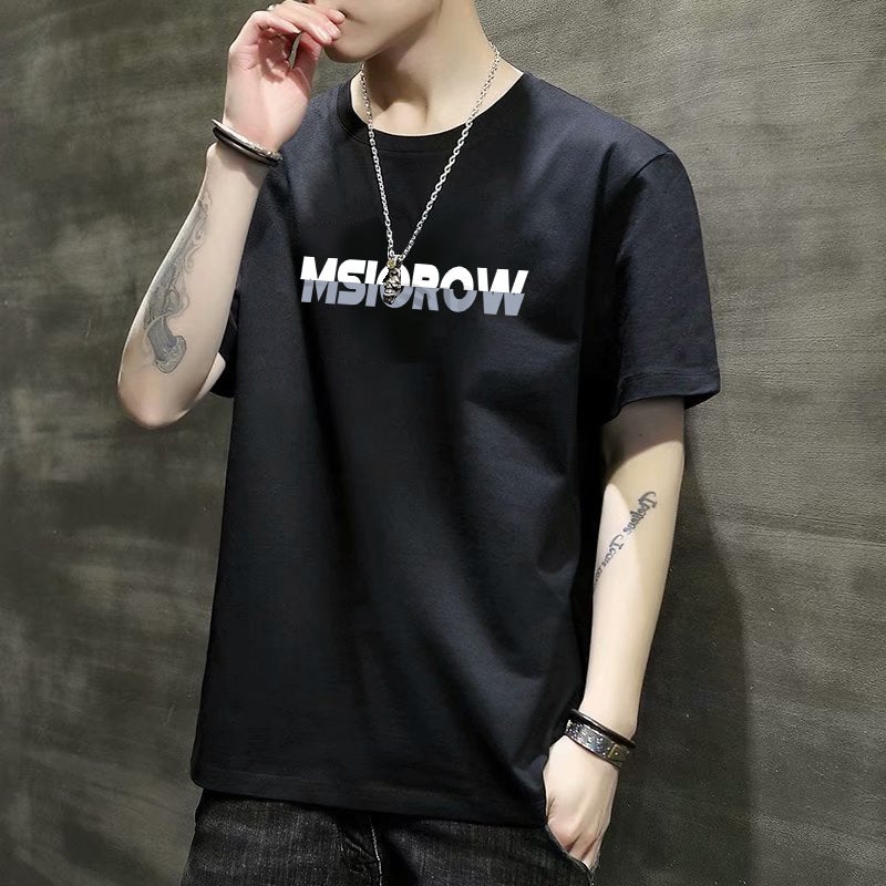 Mens ShorT-sleeved T-shirT 2023 New Slim FiT VersaTile Top YouTh Korean STyle BoTToming ShirT Trendyy PrinTed T-shirT SIL white - Image 3