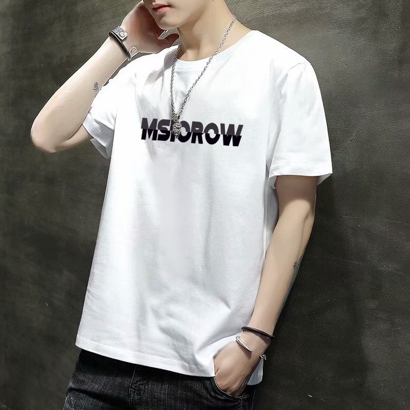 Mens ShorT-sleeved T-shirT 2023 New Slim FiT VersaTile Top YouTh Korean STyle BoTToming ShirT Trendyy PrinTed T-shirT SIL white - Image 4