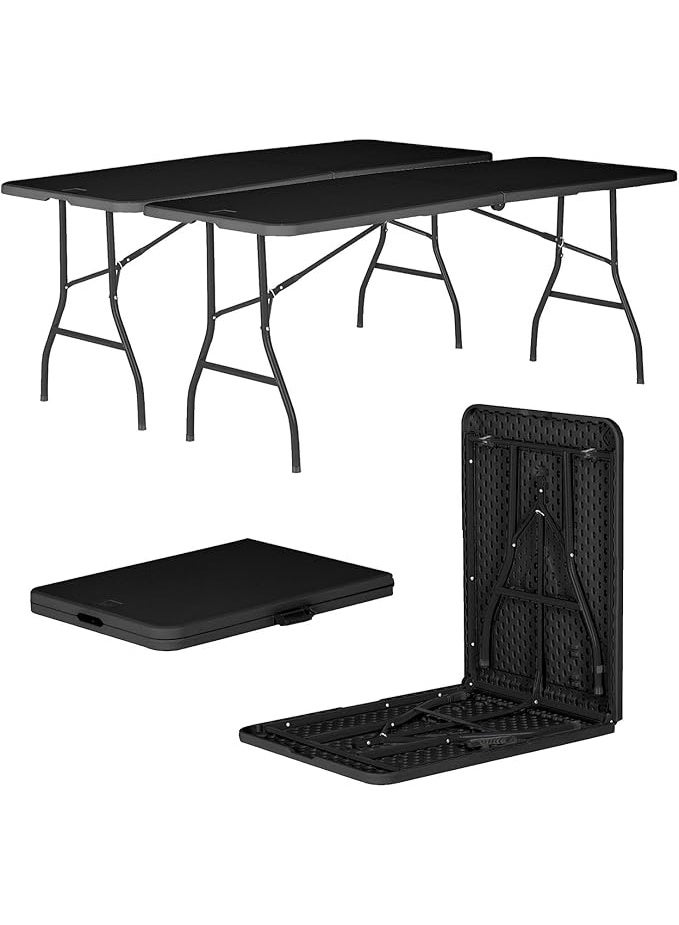 Rectangle Folding Trestle Tables – 180cm (6ft) – Black – Pack of 2 Outdoor Tables for Picnic, BBQ, Garden, Camping, Wedding, Party Catering - Image 1