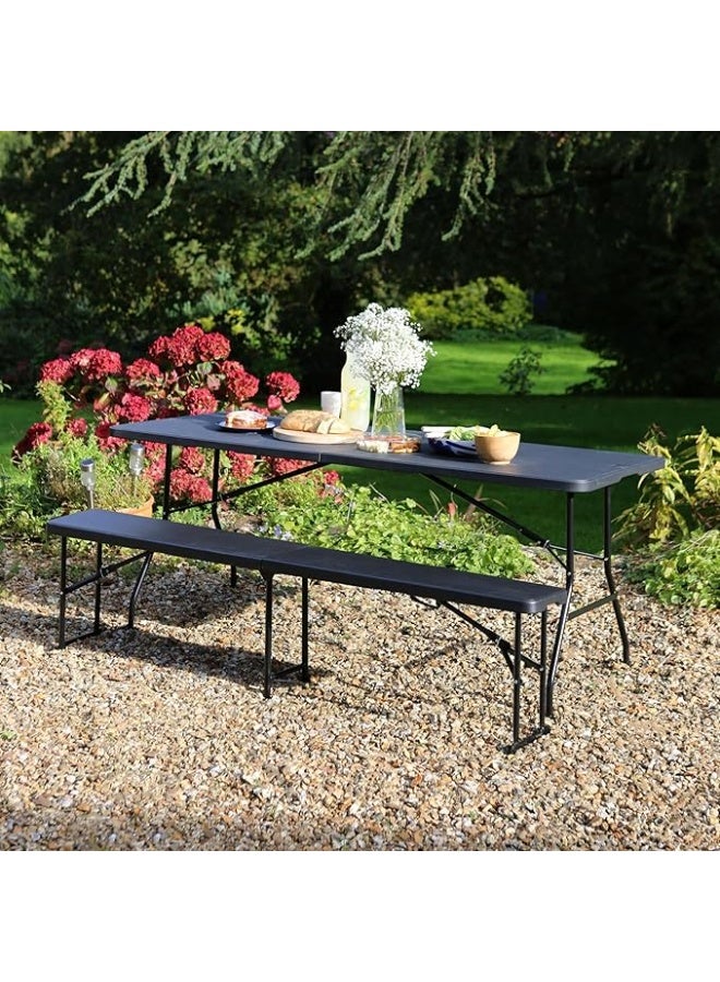 Rectangle Folding Trestle Tables – 180cm (6ft) – Black – Pack of 2 Outdoor Tables for Picnic, BBQ, Garden, Camping, Wedding, Party Catering - Image 4