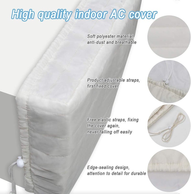 Luxiv Indoor Air Conditioner Cover, White Window Unit Cover Anti-Rust Adjustable Cover for Indoor Window AC with Free Elastic Straps (24.5x17x2.5)… - Image 5