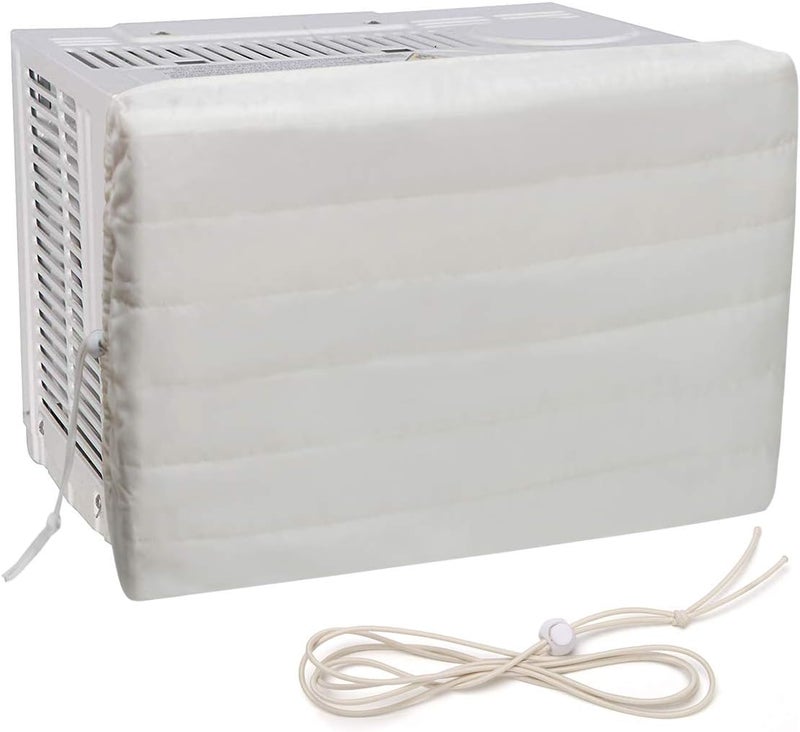 Luxiv Indoor Air Conditioner Cover, White Window Unit Cover Anti-Rust Adjustable Cover for Indoor Window AC with Free Elastic Straps (24.5x17x2.5)… - Image 1