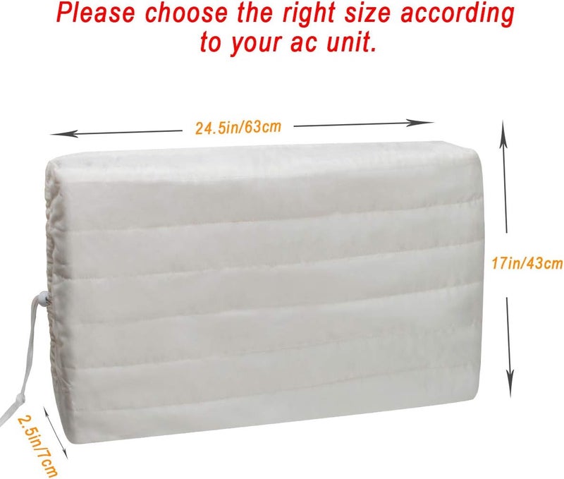 Luxiv Indoor Air Conditioner Cover, White Window Unit Cover Anti-Rust Adjustable Cover for Indoor Window AC with Free Elastic Straps (24.5x17x2.5)… - Image 2