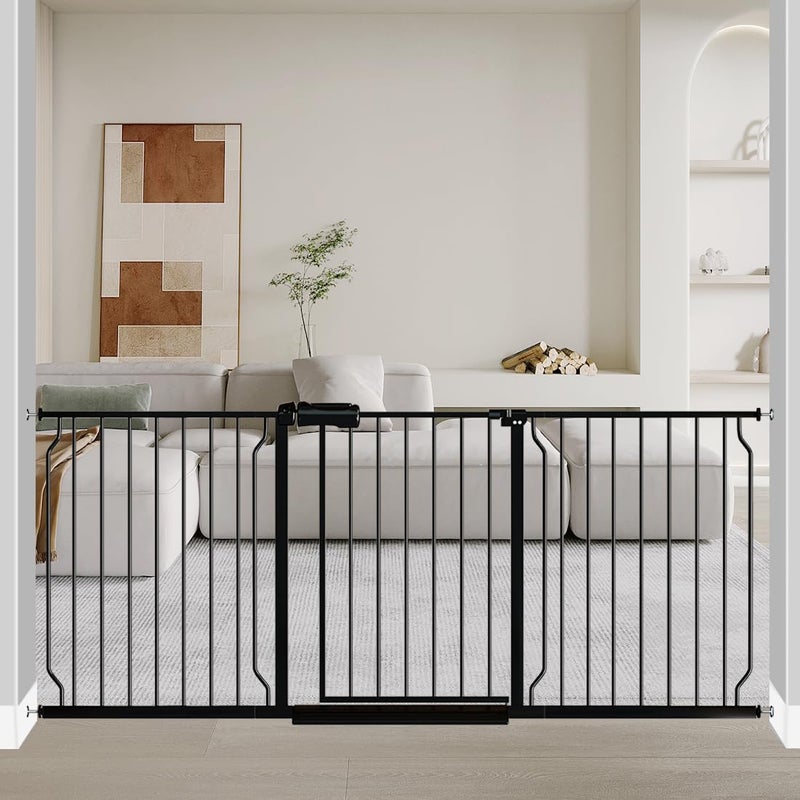 Fairy Baby Fairy Baby Extra Wide Baby Gate Black 67715 Inch Wide Walk Through Pressure Mounted No Drill Long and Large Tension Gate for Pet and Kids