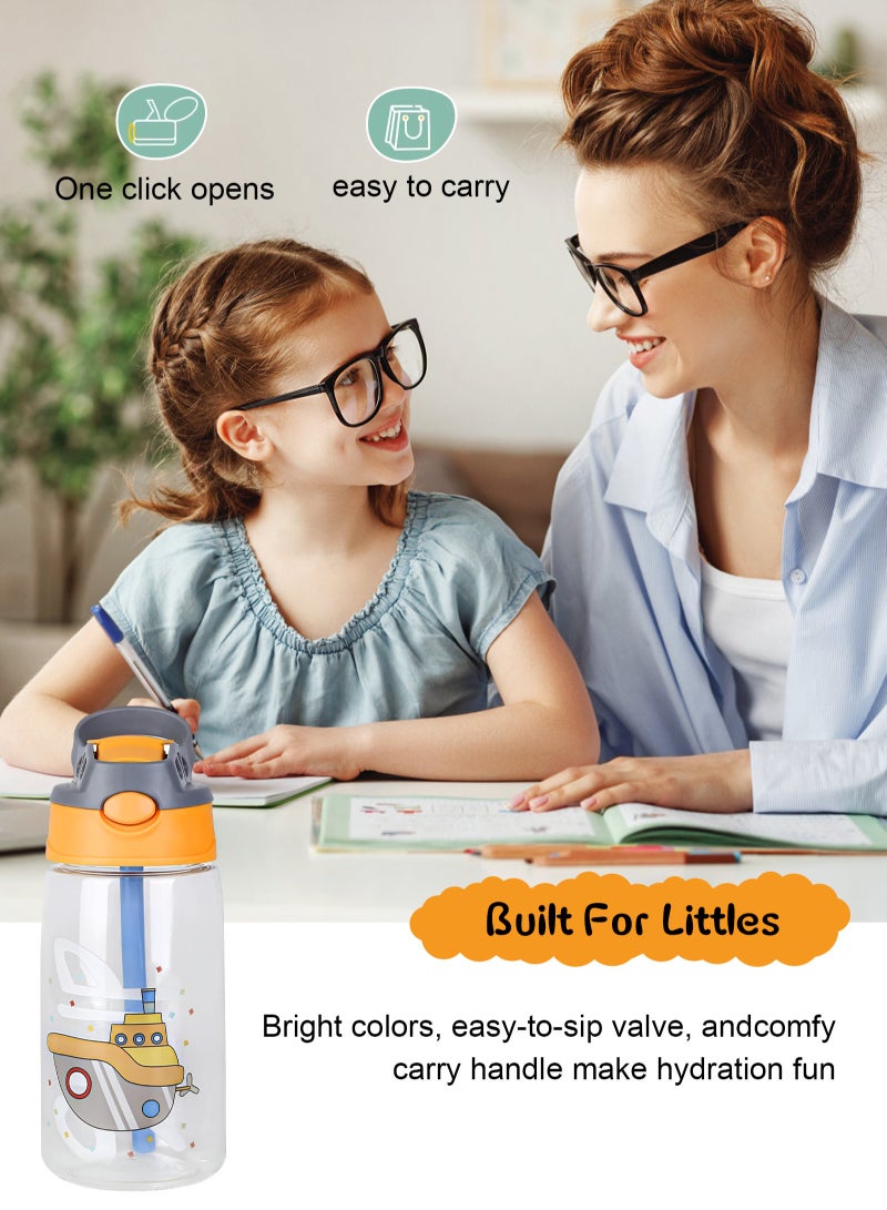 URbazaar Kids Water Bottle with Straw & Handle - 480ml/16 oz BPA Free Kids Water Bottles, Spill Proof Cups for kids, Easy-Clean, Water Bottle With Straw,Kids Water Bottle For School,toddler - Image 4