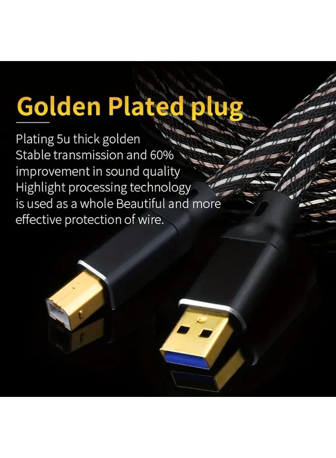 USB A إلى B كابل صوت DAC 1.5م مطلي بالذهب معزول بنقل خالي من الفقد - Image 3