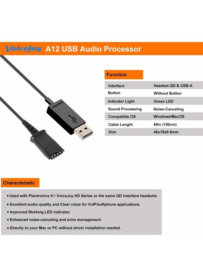 VoiceJoy سماعة مكتب مع كابل فصل سريع QD إلى موصل USB متوافق مع موصل QD من بلانترونيكس لأي كمبيوتر محمول - Image 2