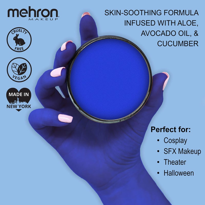 Mehron Makeup Paradise Makeup AQ Pro Size | Stage & Screen Performance, Face & Body Painting, Beauty, Cosplay, and Halloween | Water Activated Face Paint, Body Paint 1.4 oz (40 g) - Lagoon Blue - Image 2