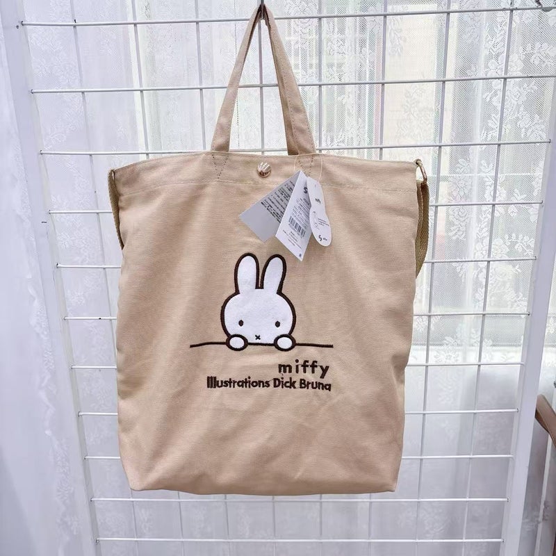 Cartoon Embroidered Shoulder Bag - Large Capacity, Cute Canvas Handbag for Moms