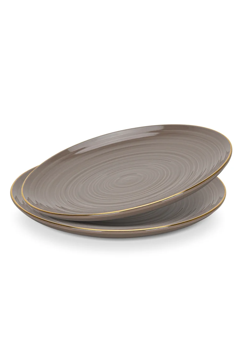 فيسمان Fissman 2-Piece Dinner Plate 21cm, Porcelain Round Plates Firmina Series, Elegant Golden Rim, with Smooth Glossy-Finish