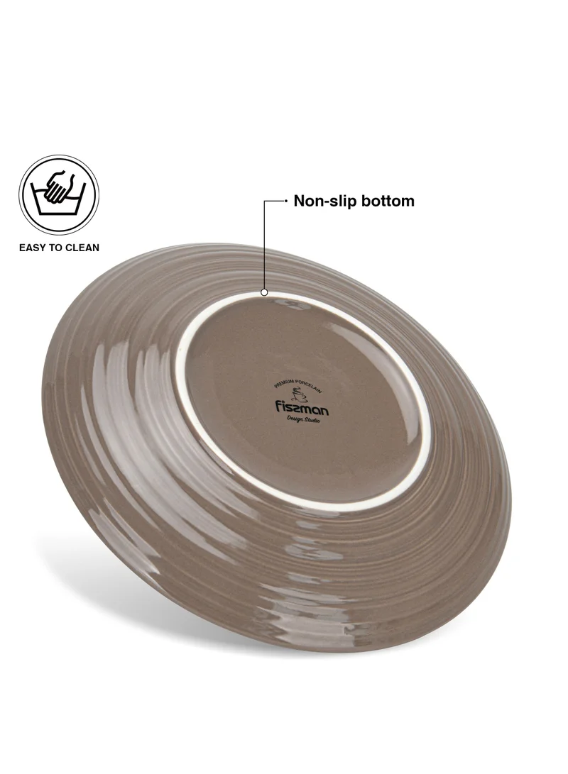 فيسمان Fissman 2-Piece Dinner Plate 21cm, Porcelain Round Plates Firmina Series, Elegant Golden Rim, with Smooth Glossy-Finish