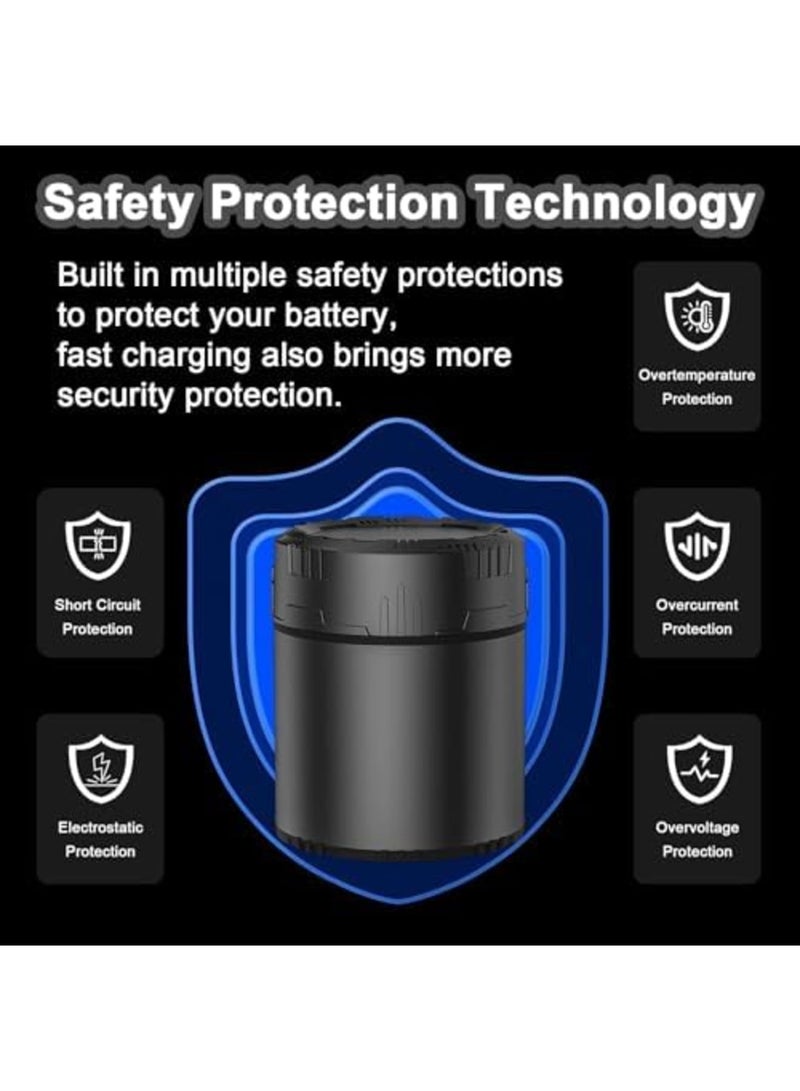 Barakah 12-Slot Battery Charger for Rechargeable AA & AAA Lithium Batteries, USB-C Fast Charging, Independent Slots, LED Indicator, Integrated Charging Storage Box for Home & Travel Use (Black) - Image 4