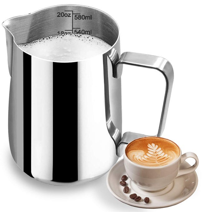 MILK FROTHING PITCHER STAINLESS STEEL LATTE ART CREAMER CUP THE BEST MILK FROTHER STEAMER CUP STAINLESS STEEL COFFEE MILK FROTHING CUPCOFFEE STEAMING PITCHER 20OZ500ML 20 OZ