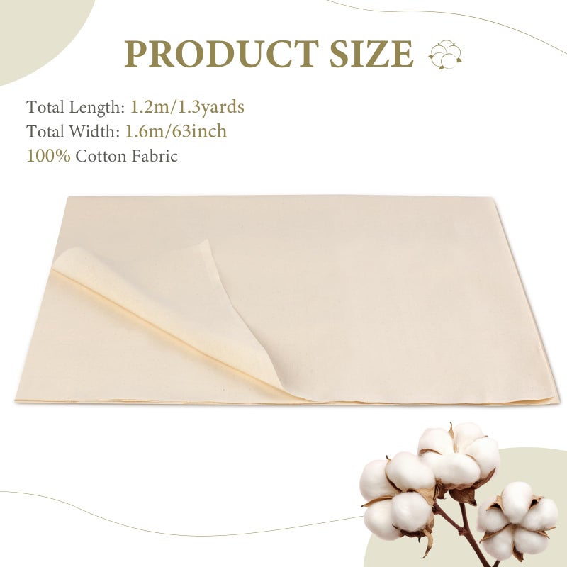 Rindion 100% Cotton Fabric, 63 in x 1.3 Yard Unbleached Muslin Fabric, Medium Weight Linen Fabric by The Yard for Sewing Embroidery, Garments, Arts and Crafts - Image 2