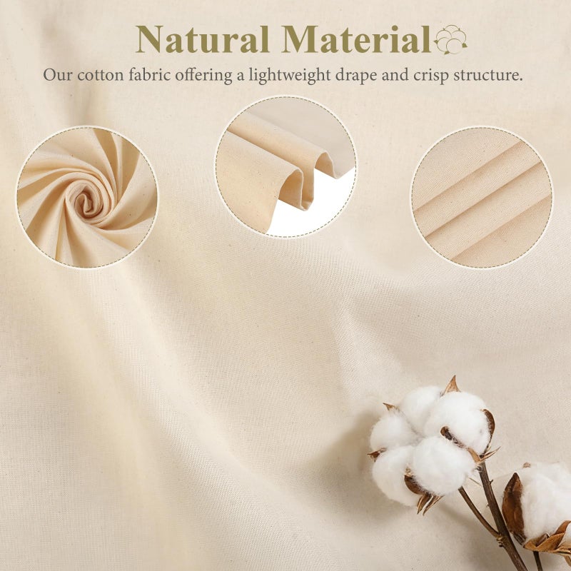 Rindion 100% Cotton Fabric, 63 in x 1.3 Yard Unbleached Muslin Fabric, Medium Weight Linen Fabric by The Yard for Sewing Embroidery, Garments, Arts and Crafts - Image 3