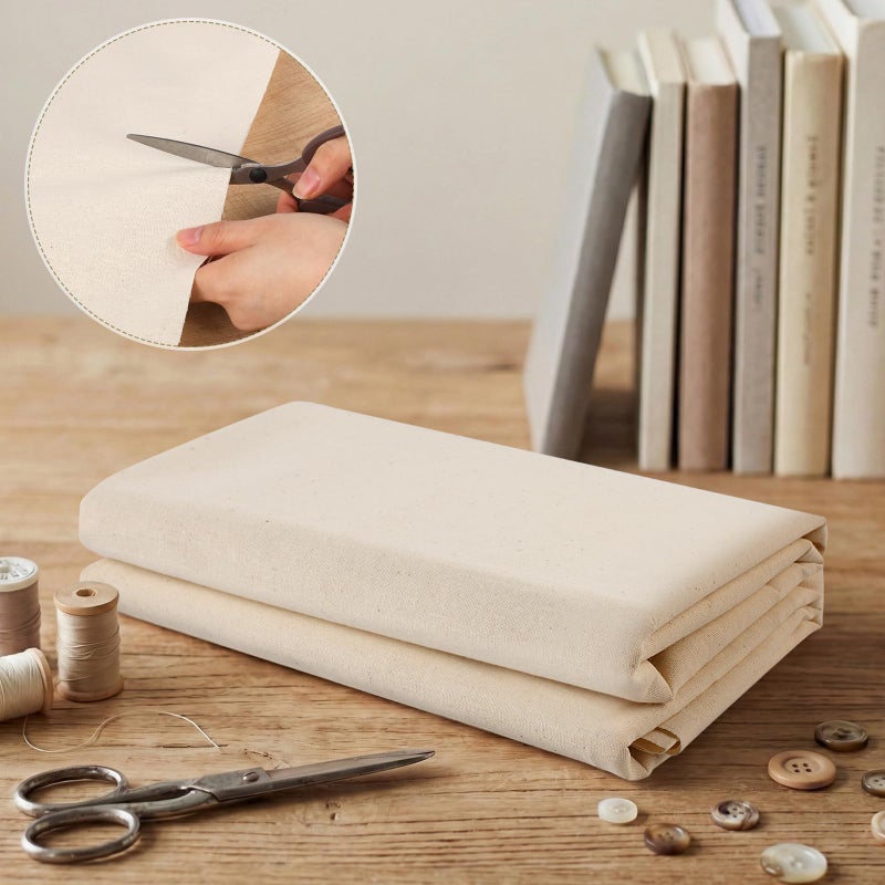 Rindion 100% Cotton Fabric, 63 in x 1.3 Yard Unbleached Muslin Fabric, Medium Weight Linen Fabric by The Yard for Sewing Embroidery, Garments, Arts and Crafts - Image 5