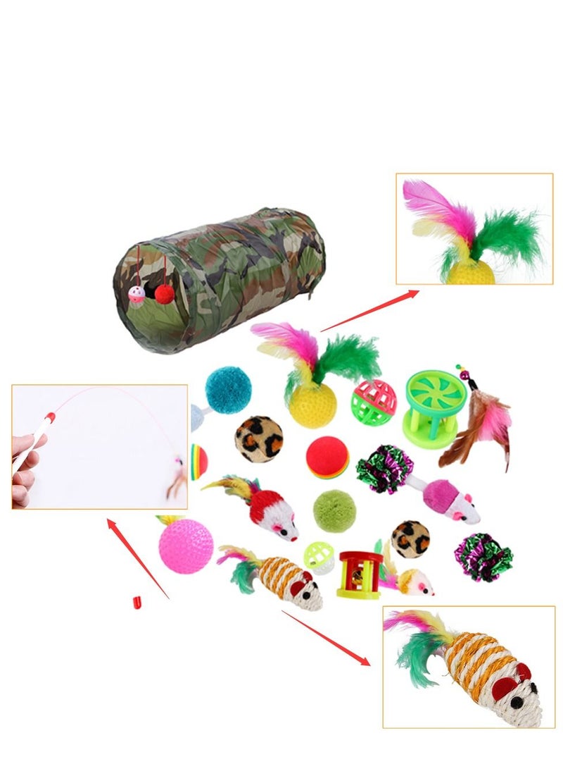 Deo King 21-Piece Ultimate Cat Toy Set with Camouflage Collapsible Tunnel | Interactive Kitten Toys for Endless Play & Boredom Relief - Image 5