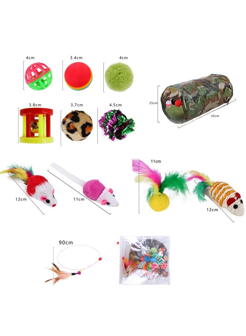 Deo King 21-Piece Ultimate Cat Toy Set with Camouflage Collapsible Tunnel | Interactive Kitten Toys for Endless Play & Boredom Relief - Image 3