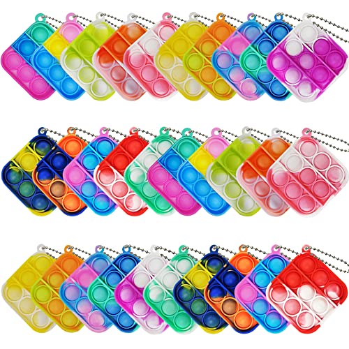 Clanam 30 Pcs Mini Pop Bubble Fidget Sensory Toys for Party Favors Pop Keychain Bulk for Classroom Prizes Easter Basket Stuffers Christmas Valentine Gifts for Kids Students - Image 1