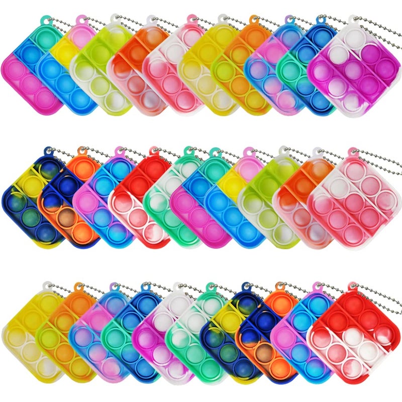 Clanam 30 Pcs Mini Pop Bubble Fidget Sensory Toys for Party Favors Pop Keychain Bulk for Classroom Prizes Easter Basket Stuffers Christmas Valentine Gifts for Kids Students - Image 2
