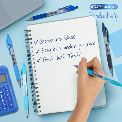 PILOT أقلام جيل رولر بيلوت G2 المتميزة، أقلام جيل ذات نقطة رفيعة، عبوة Boost Blue، ألوان الإنتاجية، متنوعة - مثالية للمدرسة، الكتابة في اليوميات، وكتابة المكتب - Image 3