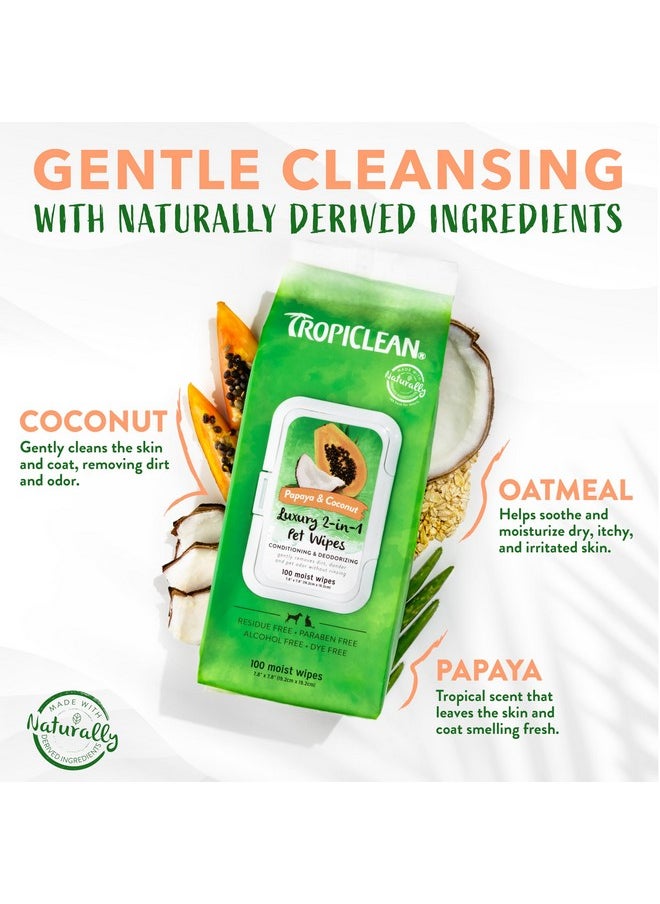 TropiClean - TropiClean Papaya & Coconut Dog Wipes for Paws and Butt | Deep Cleaning Dog Grooming Wipes | Safe for The Face | Cat Friendly | 400 Count - Image 1