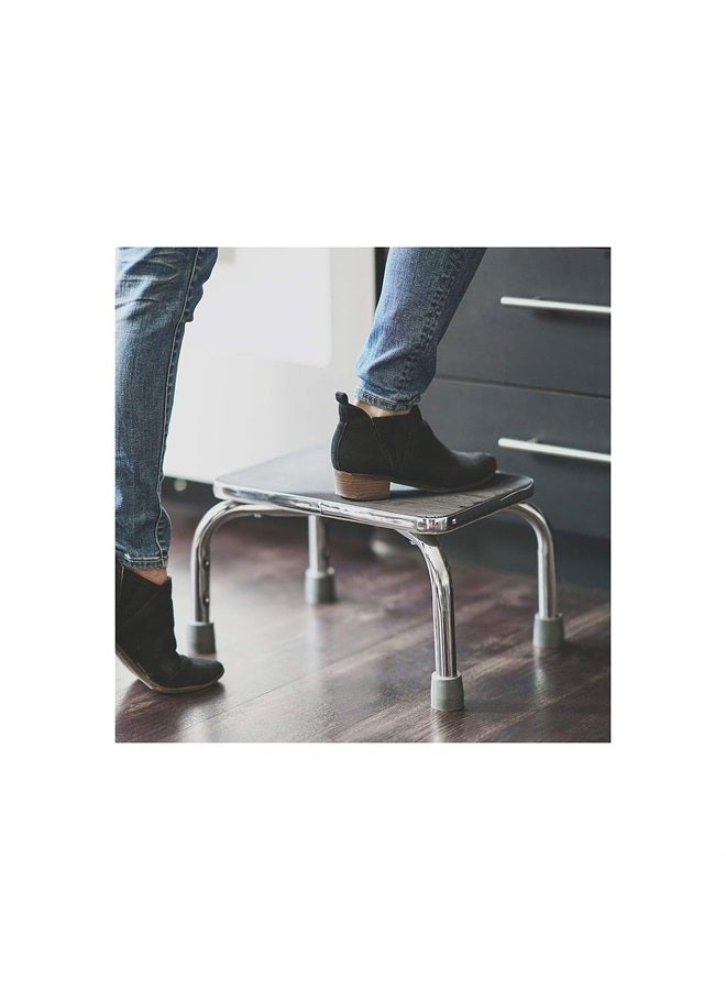 DMI كرسي خطوة مع مقبض وسطح مطاطي غير قابل للانزلاق، كرسي خفيف الوزن وقوي لكبار السن والبالغين والأطفال، يتحمل حتى 300 رطل مع ارتفاع 9.5 بوصة، 17.3" عرض × 12.3" عمق × 34" ارتفاع، كروم - Image 5