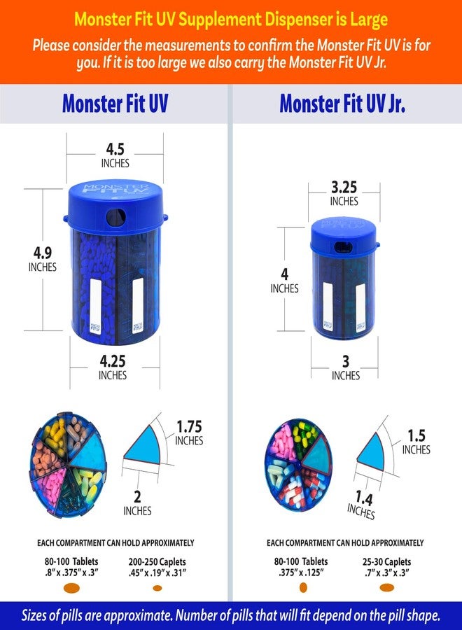 pill thing XL Supplement Dispenser Bottle, 7 Compartment, Labels, Easy Open, Anti-Mixing, UV Protected Organizer, Extra Large Monthly Vitamin, Monster Fit Medication Holder (Cobalt Blue, Large) - Image 5