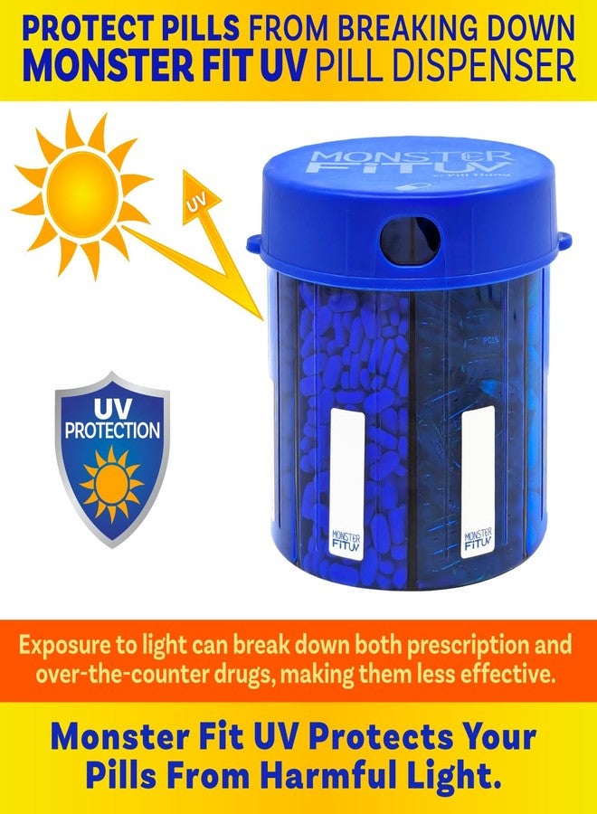 pill thing XL Supplement Dispenser Bottle, 7 Compartment, Labels, Easy Open, Anti-Mixing, UV Protected Organizer, Extra Large Monthly Vitamin, Monster Fit Medication Holder (Cobalt Blue, Large) - Image 2