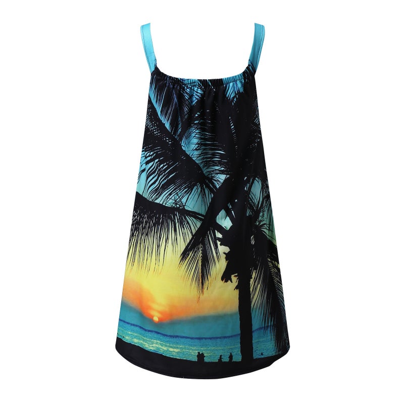 Casual Loose Fit 3D Floral Print Sundress Summer Beach Dress - Image 4
