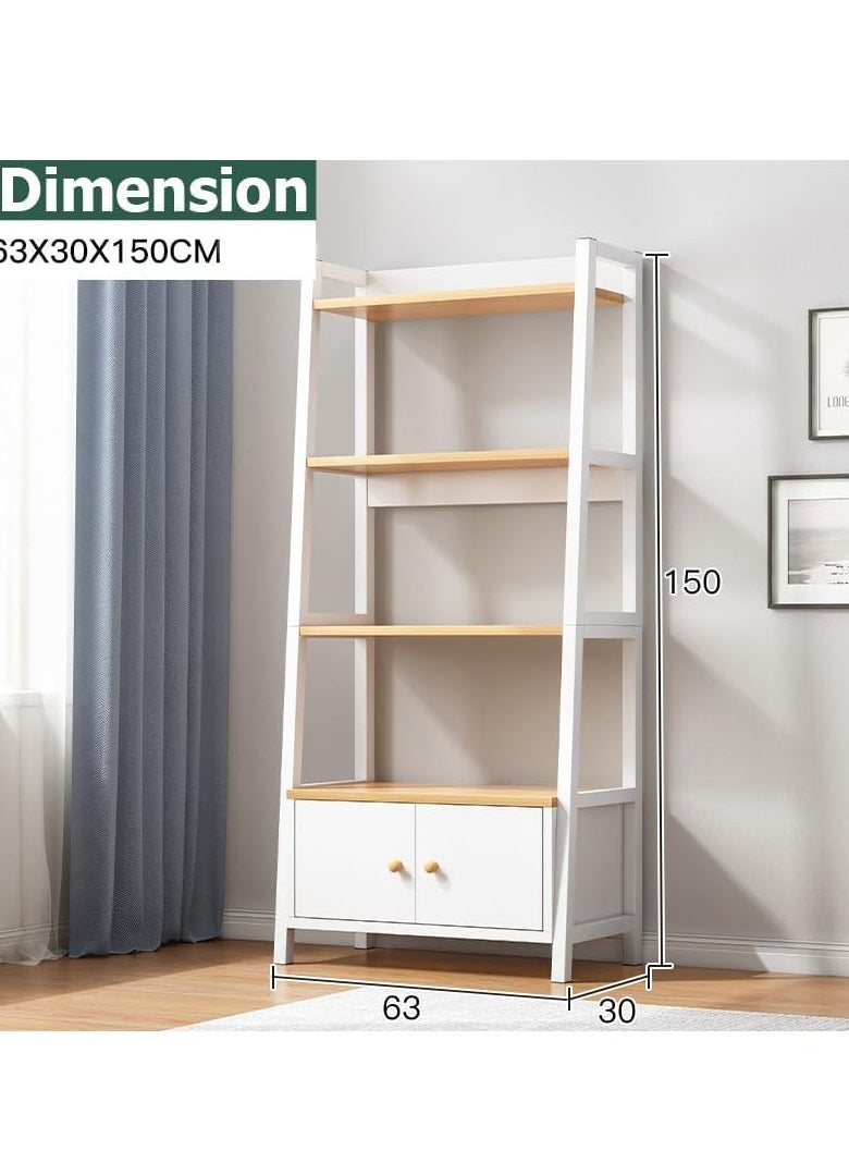 Blueland 4Tiers Shelf Organiser, Bookcase Rack, Metal Frame Organizer, Display Case Cabinet Door & Pull Handle for Study Room, Bedroom, Wooden Cube Bookshelf for Home Office School Library & Hostel  - Image 2