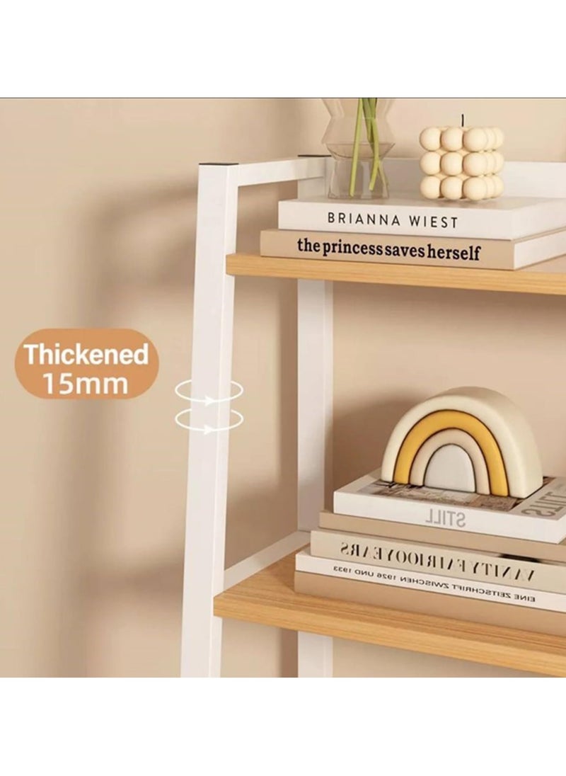 Blueland - 4Tiers Shelf Organiser, Bookcase Rack, Metal Frame Organizer, Display Case Cabinet Door & Pull Handle for Study Room, Bedroom, Wooden Cube Bookshelf for Home Office School Library & Hostel - Image 1