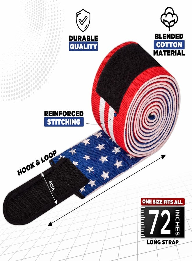 WYOX Knee Wraps (Pair) with Strap for Squats, Weightlifting, Powerlifting, Leg Press, and Cross Training - Flexible 72" Knee Wraps for Squatting - For Men & Women - Image 2