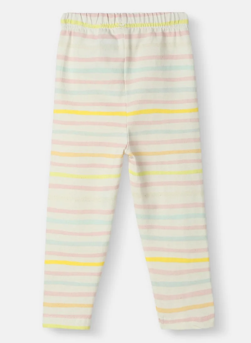 Nautinati Nautinati's Girls' Cotton Printed Stripes Leggings