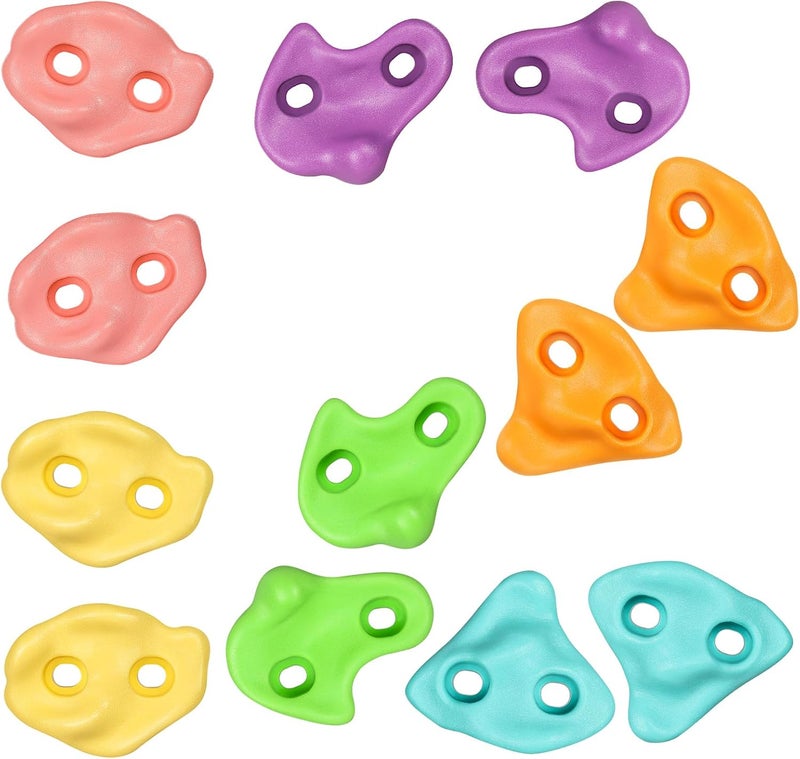 TOPNEW 12PCS Climbing Holds for Kids, Rock Wall Climbing Kit with Hardware for Indoor and Outdoor Climbing Wall, Pastel Color - Image 1