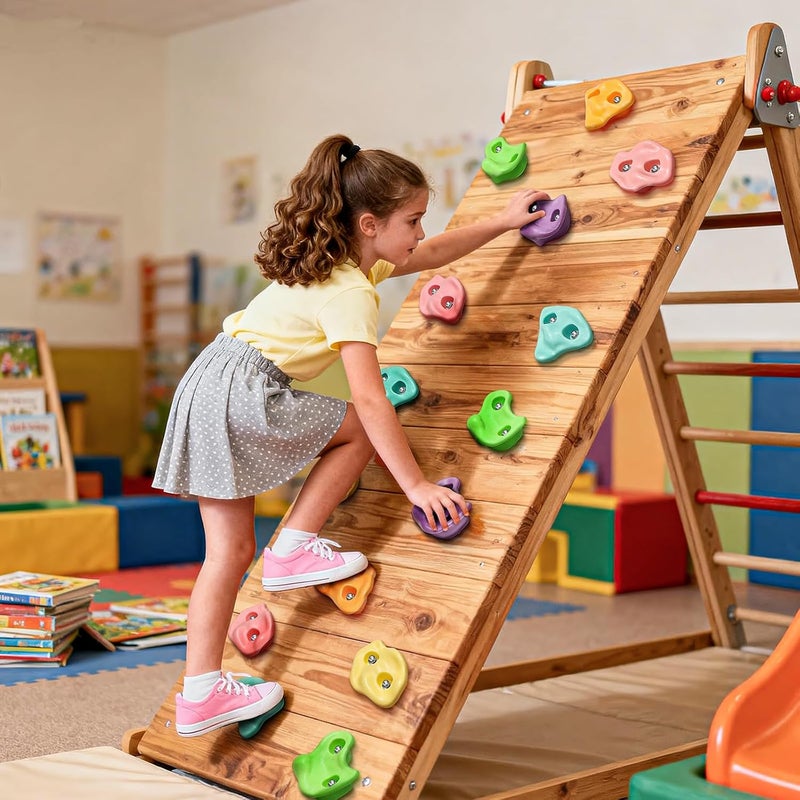 TOPNEW 12PCS Climbing Holds for Kids, Rock Wall Climbing Kit with Hardware for Indoor and Outdoor Climbing Wall, Pastel Color - Image 5