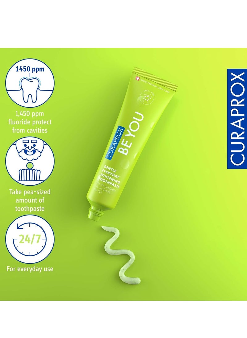 CURAPROX - Curaprox Be You Apple & Green Aloe Vera Toothpaste 60ml - Gentle Whitening Toothpaste for Daily Use - Image 1