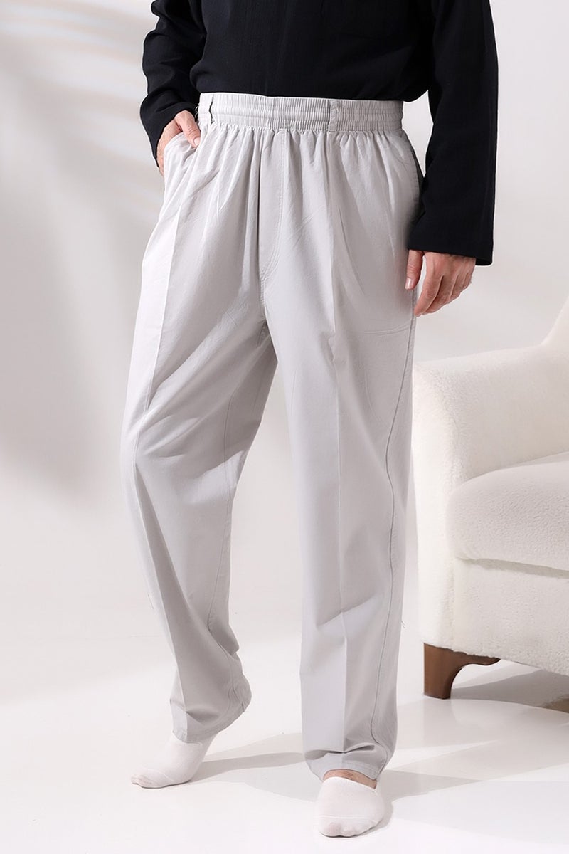 İhvan Online Linen Hajj and Umrah Men's Shalwar Trousers Gray  - Image 1