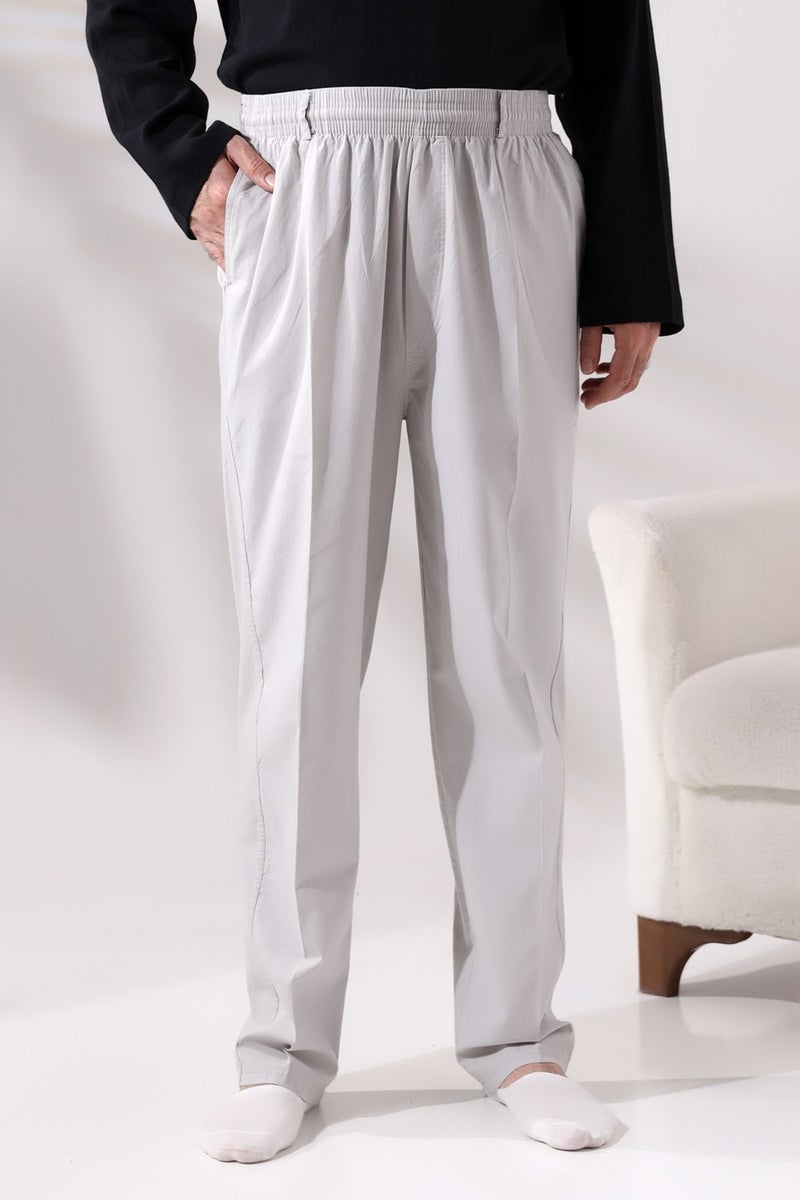 İhvan Online Linen Hajj and Umrah Men's Shalwar Trousers Gray  - Image 3