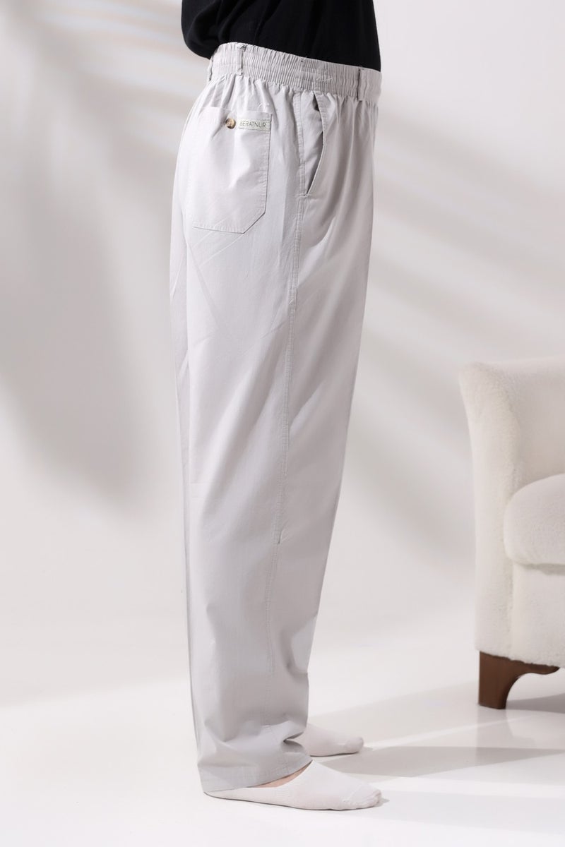 İhvan Online Linen Hajj and Umrah Men's Shalwar Trousers Gray  - Image 4