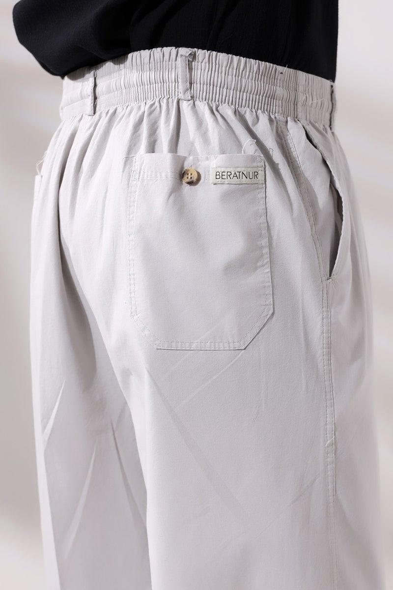 İhvan Online Linen Hajj and Umrah Men's Shalwar Trousers Gray  - Image 5