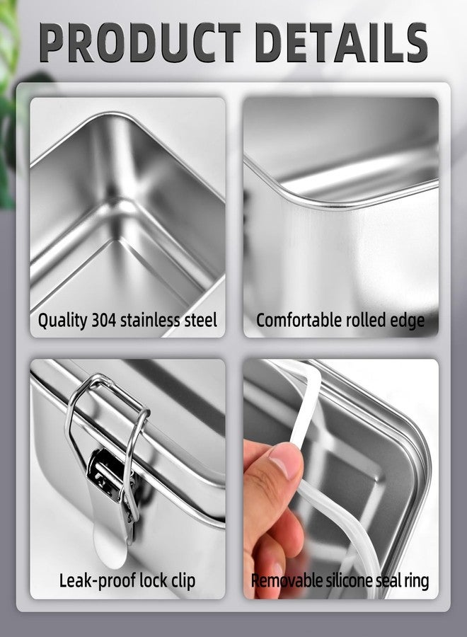 VIKCOLEE 4 PCS Stainless Steel Bento Box 550ml, Metal Lunch Box Food Containers, Steel Lunch Container for Home, Work, Camping - Image 5