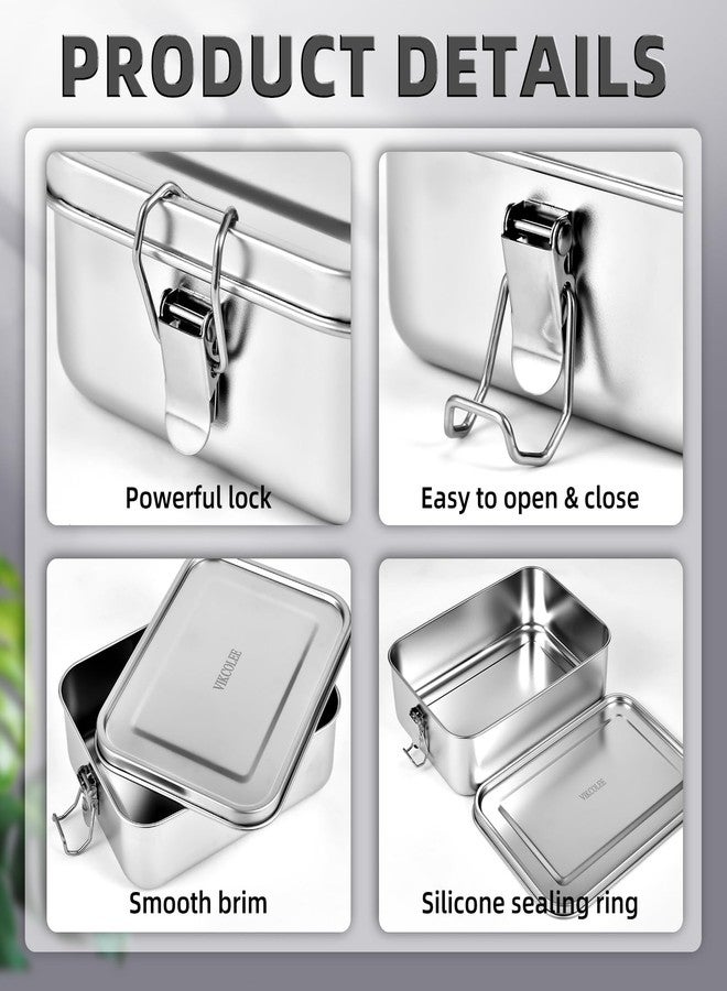 VIKCOLEE 4 PCS Stainless Steel Bento Box 550ml, Metal Lunch Box Food Containers, Steel Lunch Container for Home, Work, Camping - Image 4