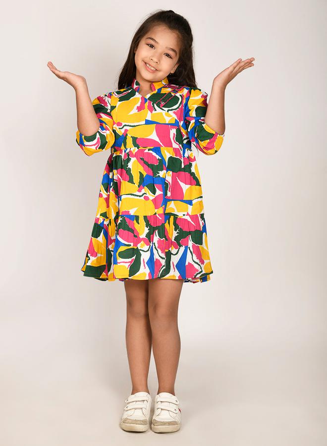 ليل بيكس فستان ميدي بطبعات مجردة من ستايلي - Image 3