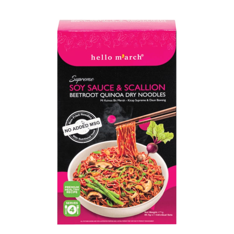 Hello m'arch Quinoa Noodles Soy Sauce & Beetroot - 171g - Image 2