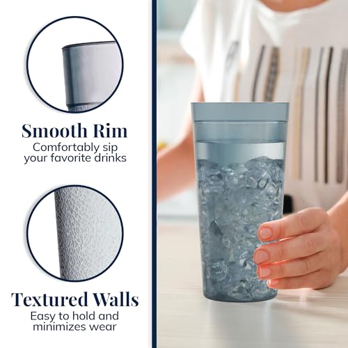 US Acrylic Cafe Plastic Reusable Tumblers (Set of 16) 20-ounce Water Cups in Grey | Value Set of Restaurant Style Drinking Glasses, Stackable, BPA-free, Made in the USA | Top-rack Dishwasher Safe - Image 4