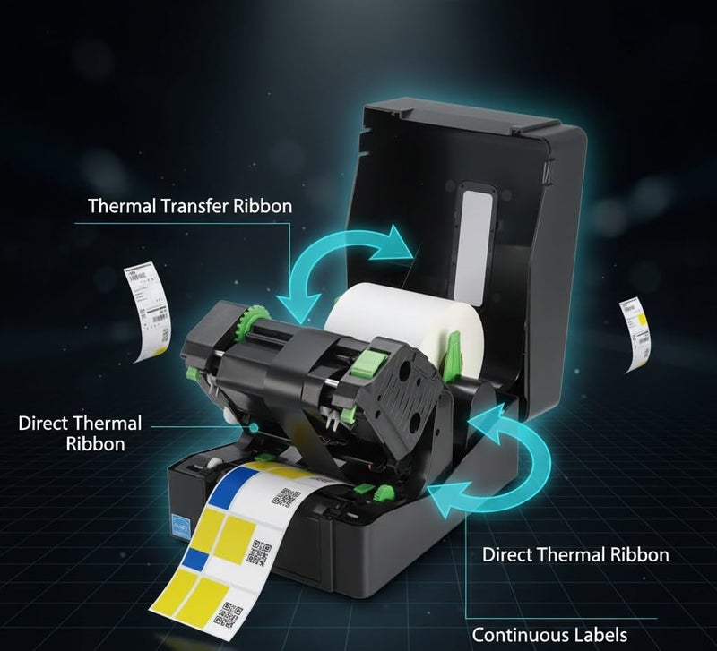 TSC TE244 Desktop Thermal Transfer Barcode Printer with USB Connectivity 203 DPI Bar Code Label Printer, Black - Image 4