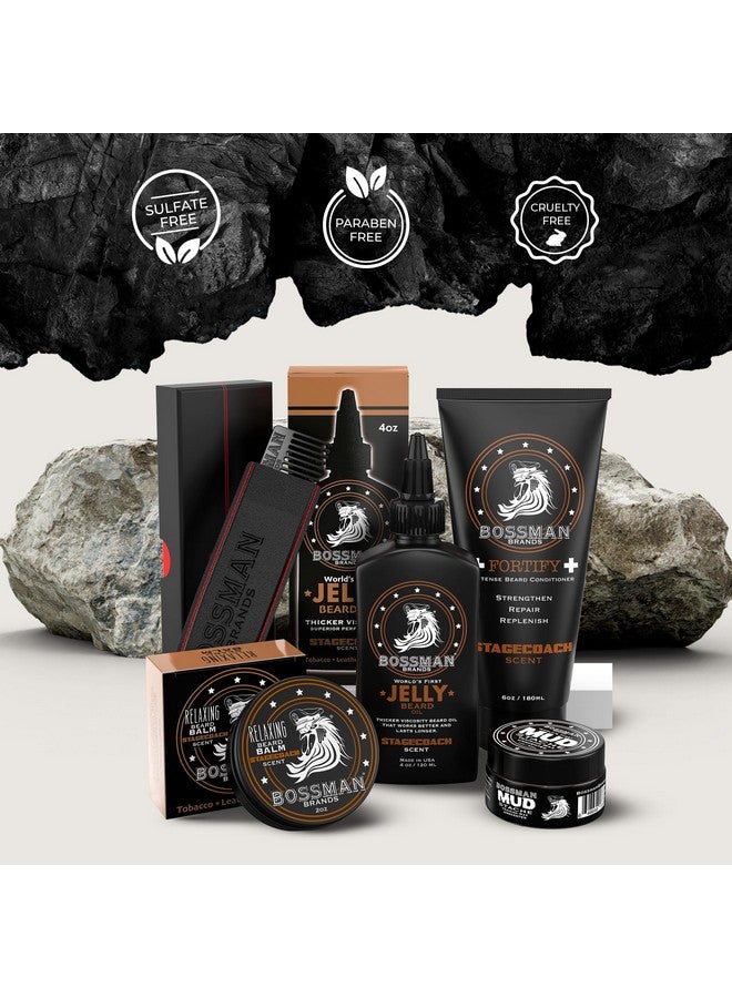 Bossman Complete Beard Kit - Men's Beard Oil Jelly, Fortify Shower Conditioner, Balm, Mustache Wax and Comb - Beard Softener, Growth, Care and Grooming Products Kit (Stagecoach) - Image 4